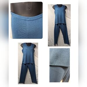 Chico's Size 3 blue sleeveless scoop neck top and pants acrylic nylon set